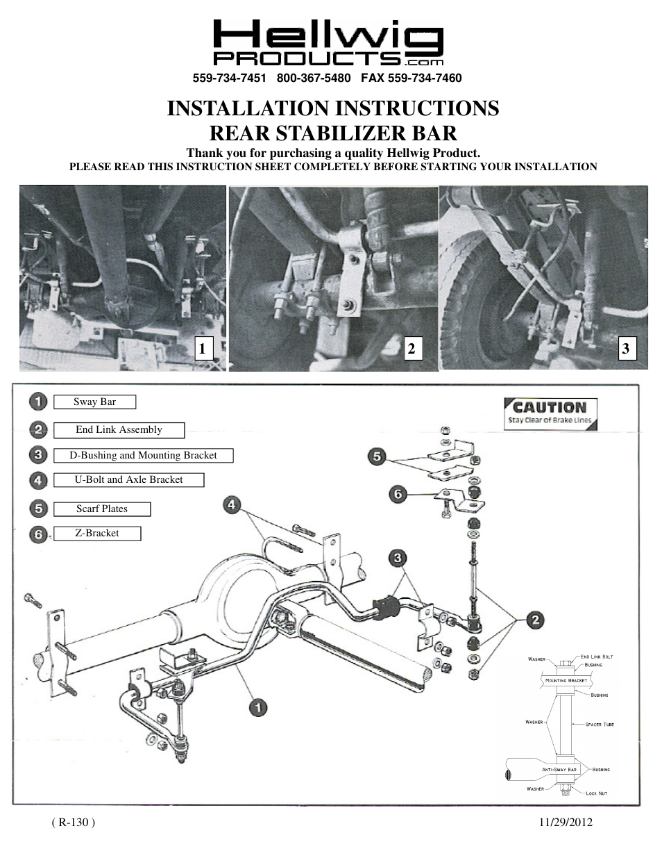 Hellwig Sway Bar 7413 User Manual | 2 pages