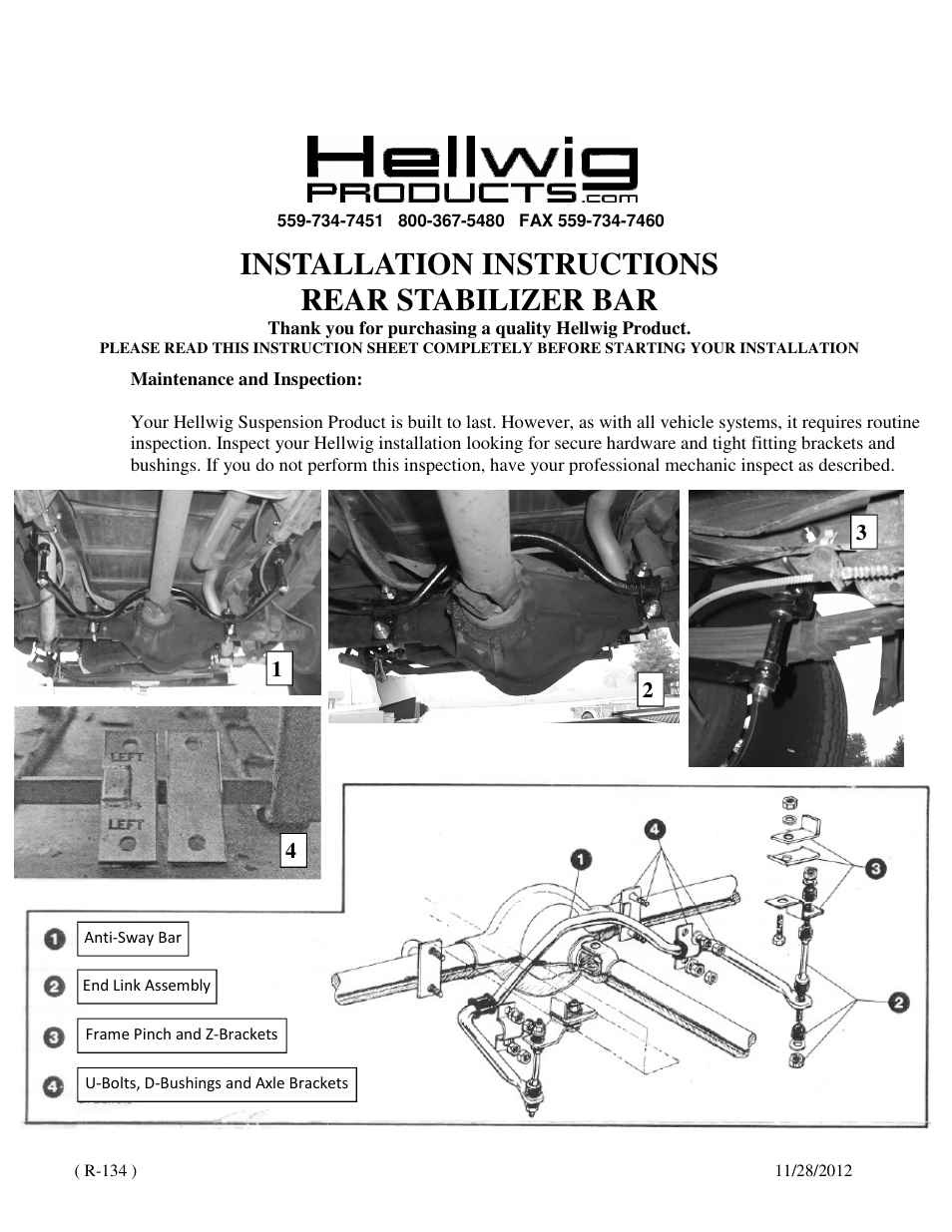 Hellwig Sway Bar 7533 User Manual | 2 pages