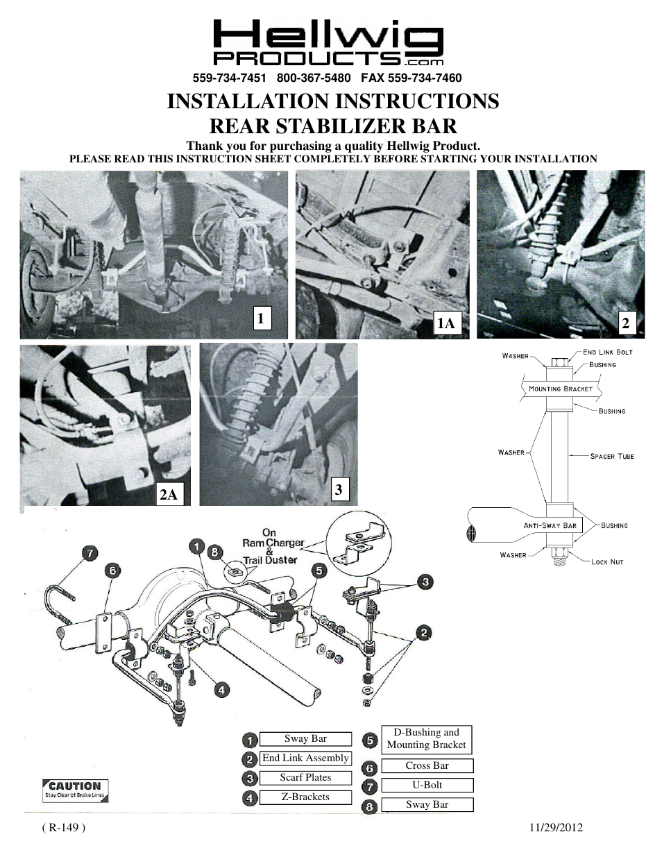 Hellwig Sway Bar 7446 User Manual | 2 pages