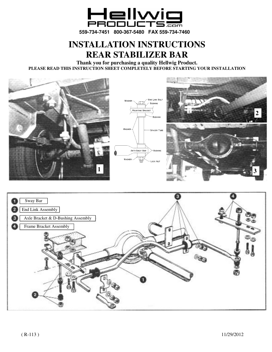 Hellwig Sway Bar 7447 User Manual | 2 pages