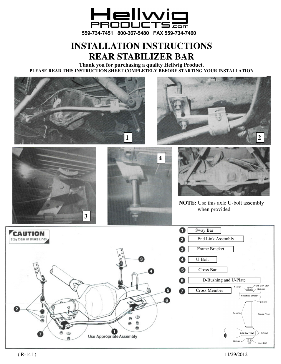 Hellwig Sway Bar 7453 User Manual | 2 pages