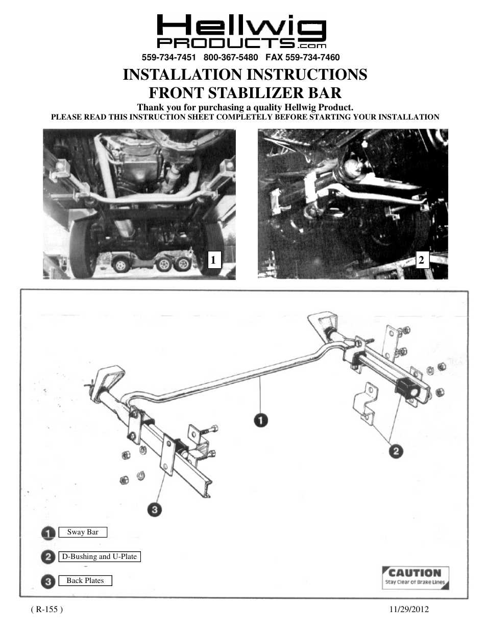 Hellwig Sway Bar 7455 User Manual | 2 pages