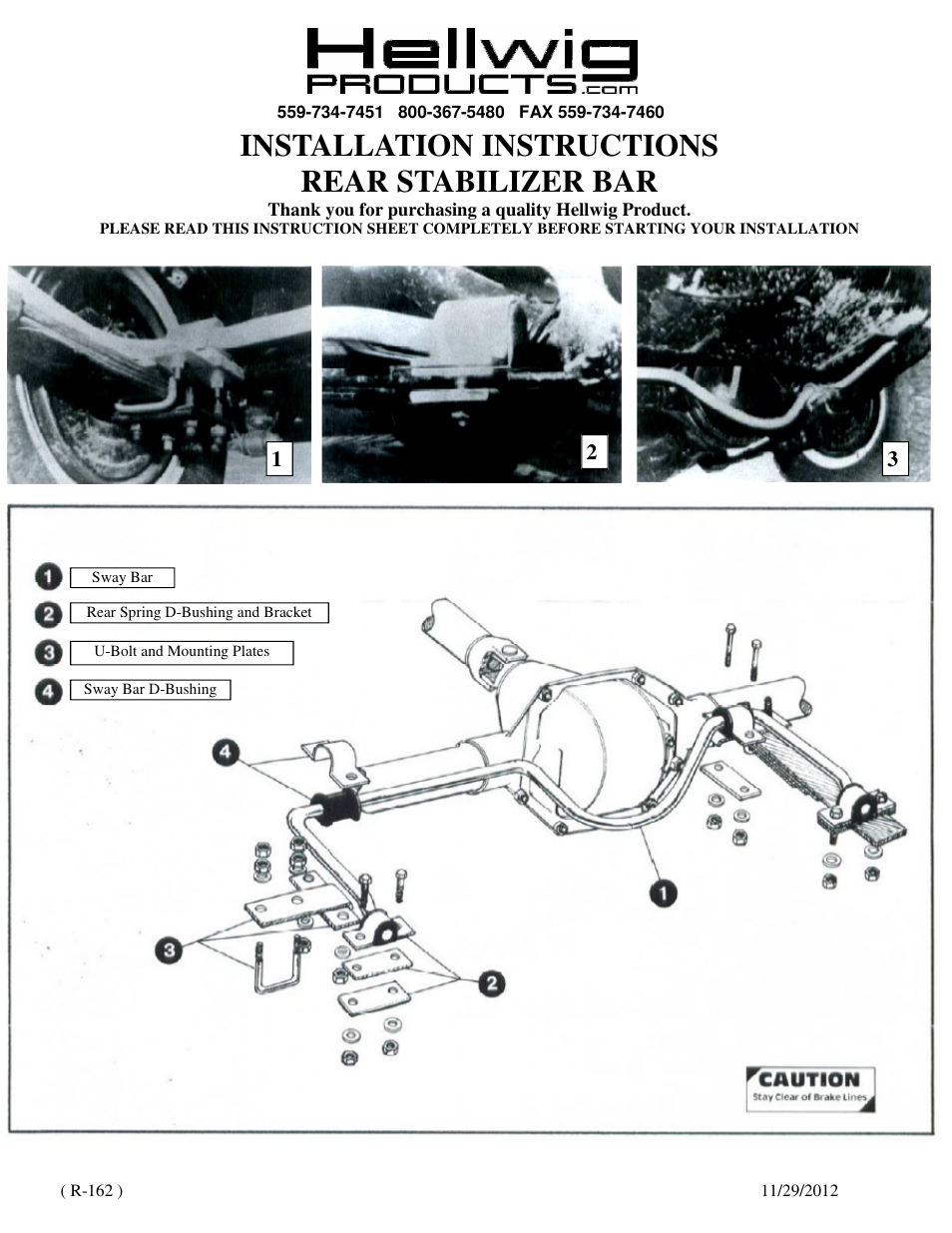 Hellwig Sway Bar 7463 User Manual | 2 pages