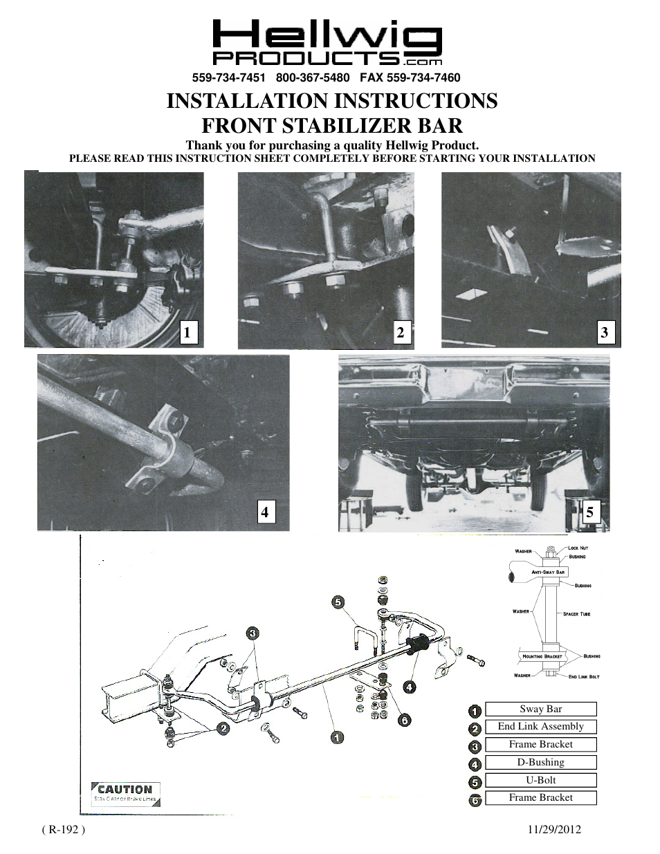 Hellwig Sway Bar 7572 User Manual | 2 pages