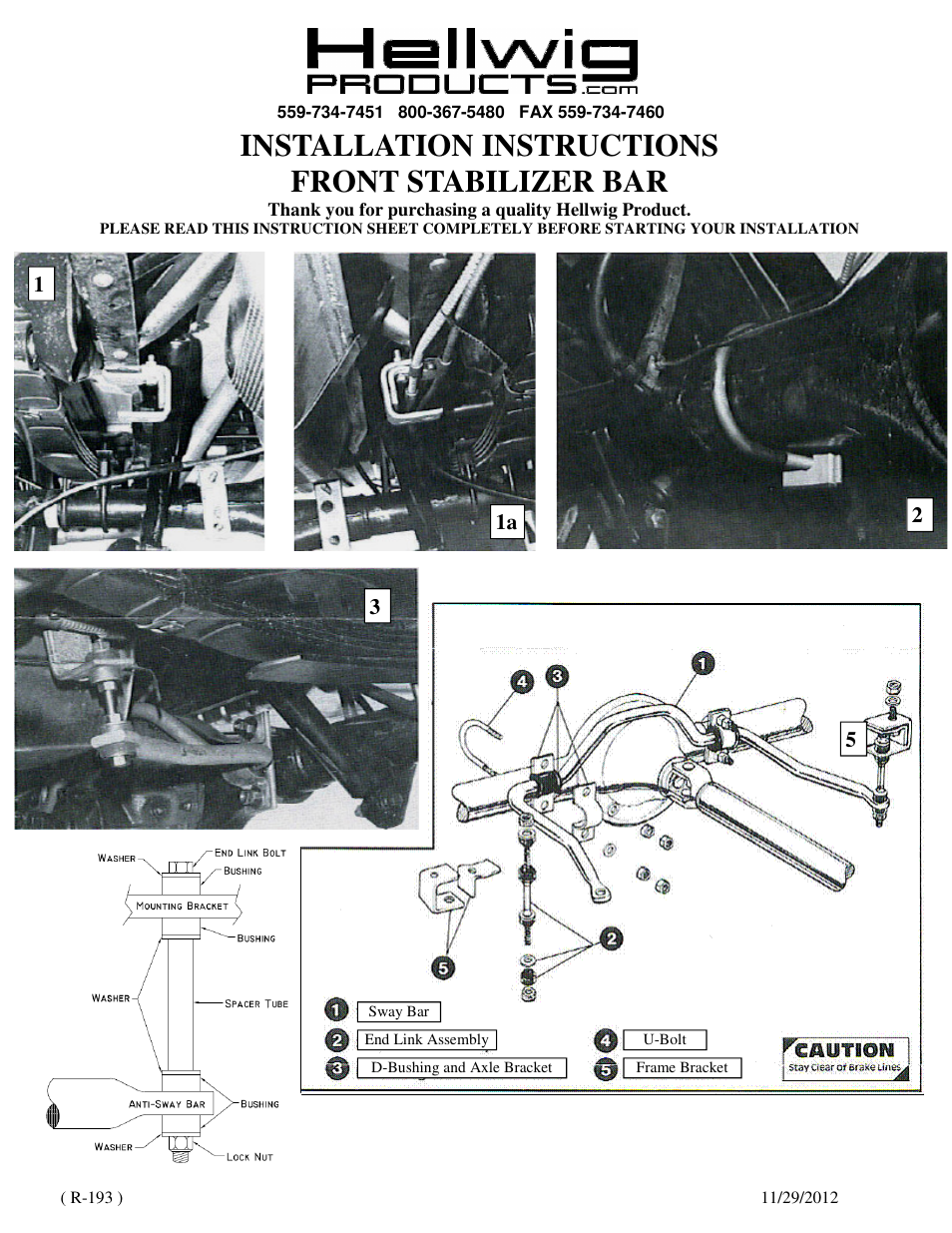 Hellwig Sway Bar 7565 User Manual | 2 pages