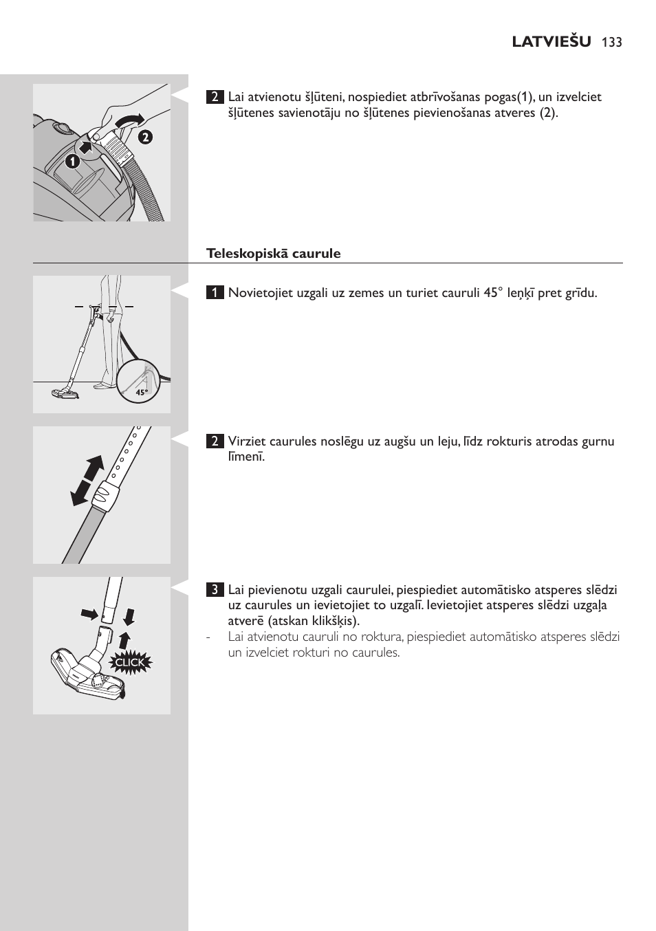 Šļūtene | Philips FC8734 User Manual | Page 133 / 280