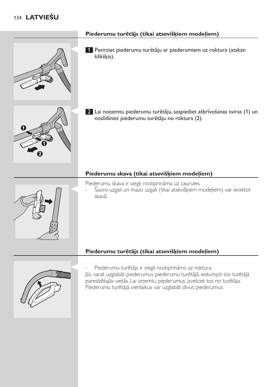 Teleskopiskā caurule | Philips FC8734 User Manual | Page 134 / 280