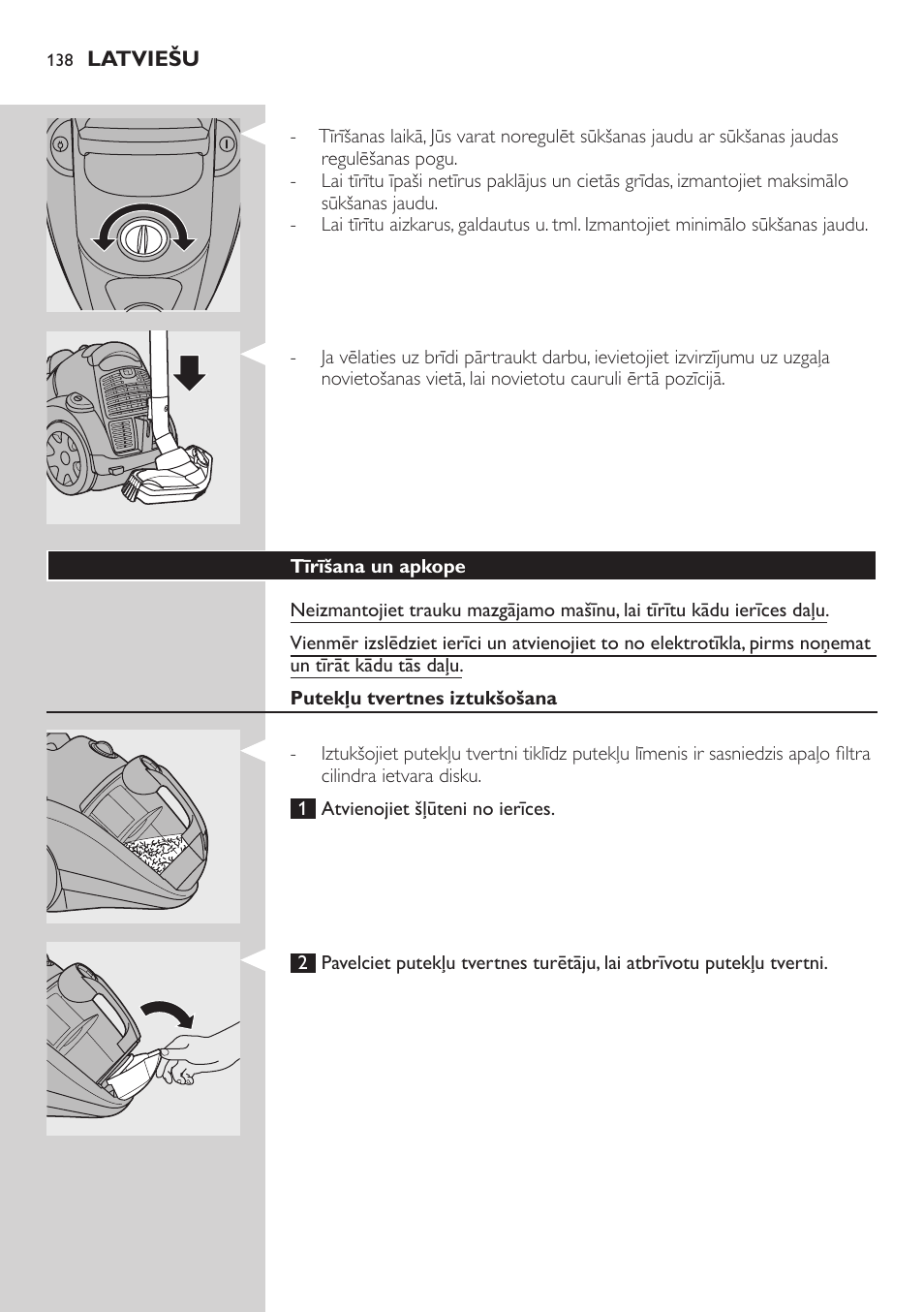 Kombinētais uzgalis (tikai atsevišķiem modeļiem), Ierīces lietošana | Philips FC8734 User Manual | Page 138 / 280