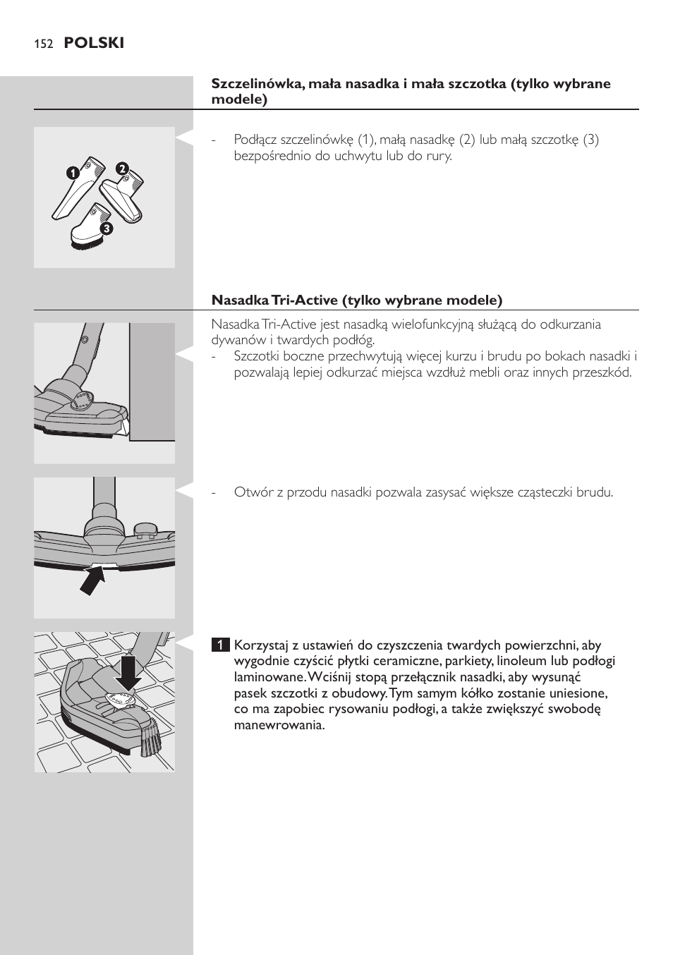 Nasadka tri-active (tylko wybrane modele) | Philips FC8734 User Manual | Page 152 / 280