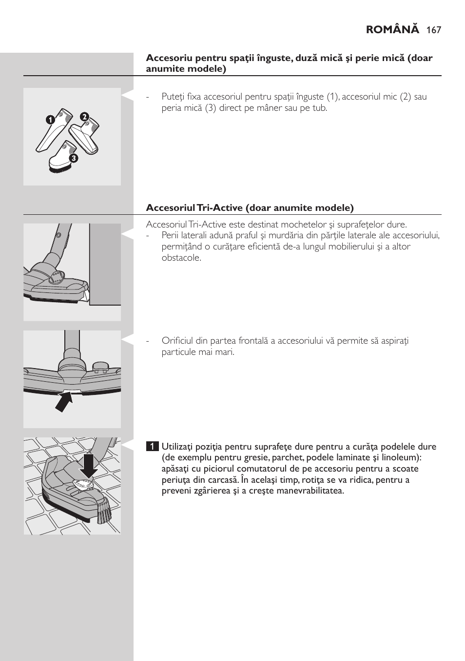 Accesoriul tri-active (doar anumite modele) | Philips FC8734 User Manual | Page 167 / 280