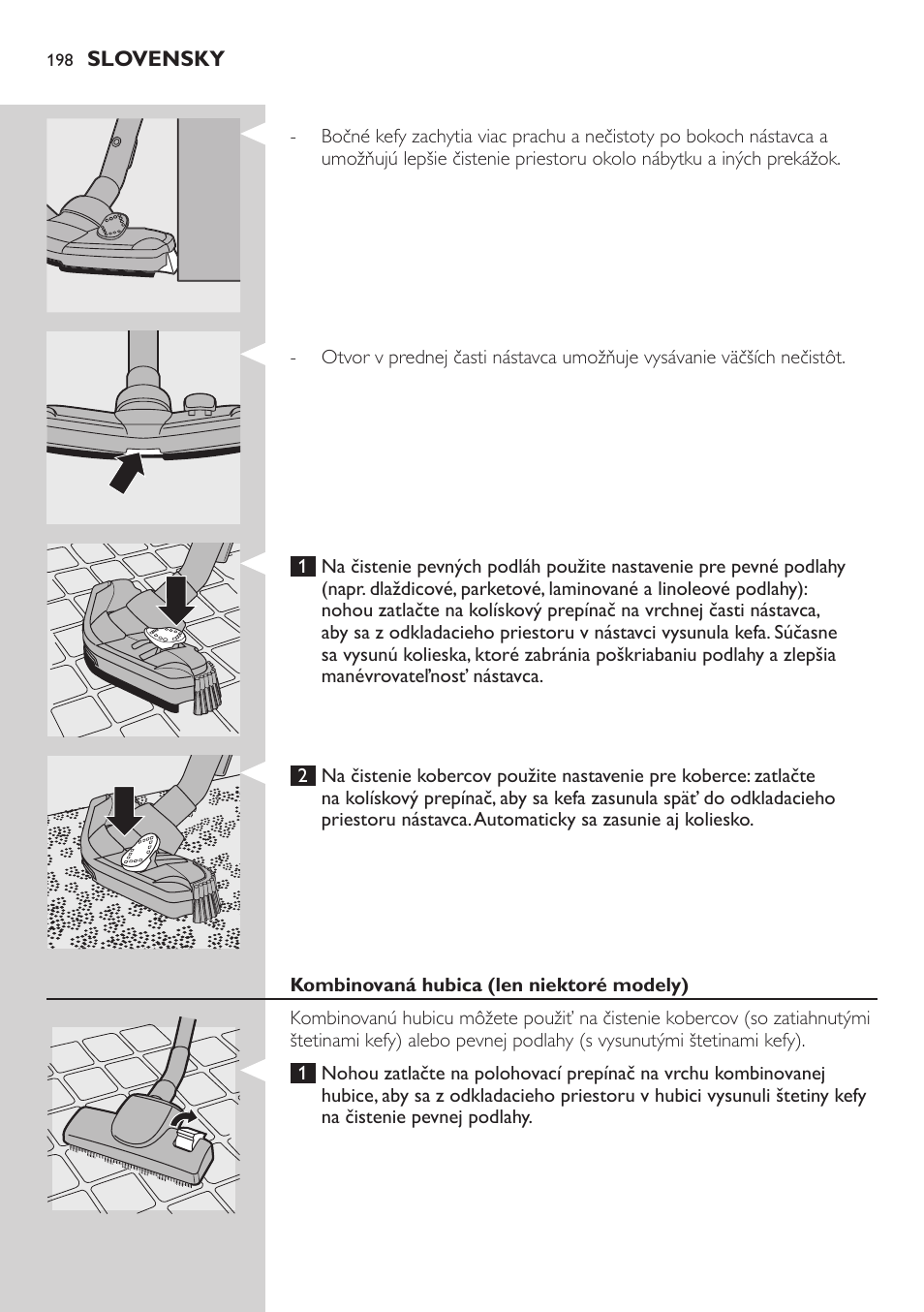 Kombinovaná hubica (len niektoré modely) | Philips FC8734 User Manual | Page 198 / 280