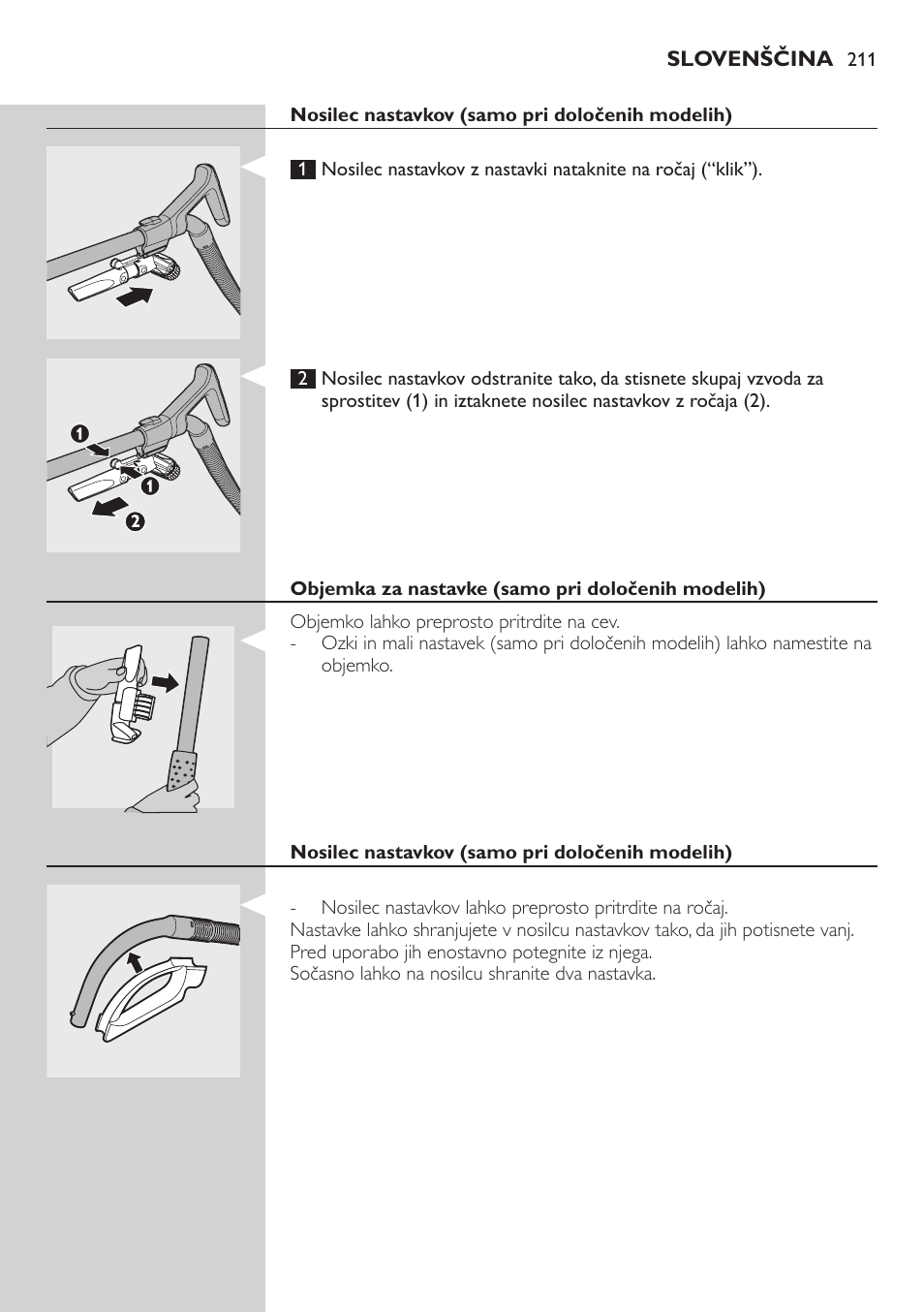 Teleskopska cev | Philips FC8734 User Manual | Page 211 / 280