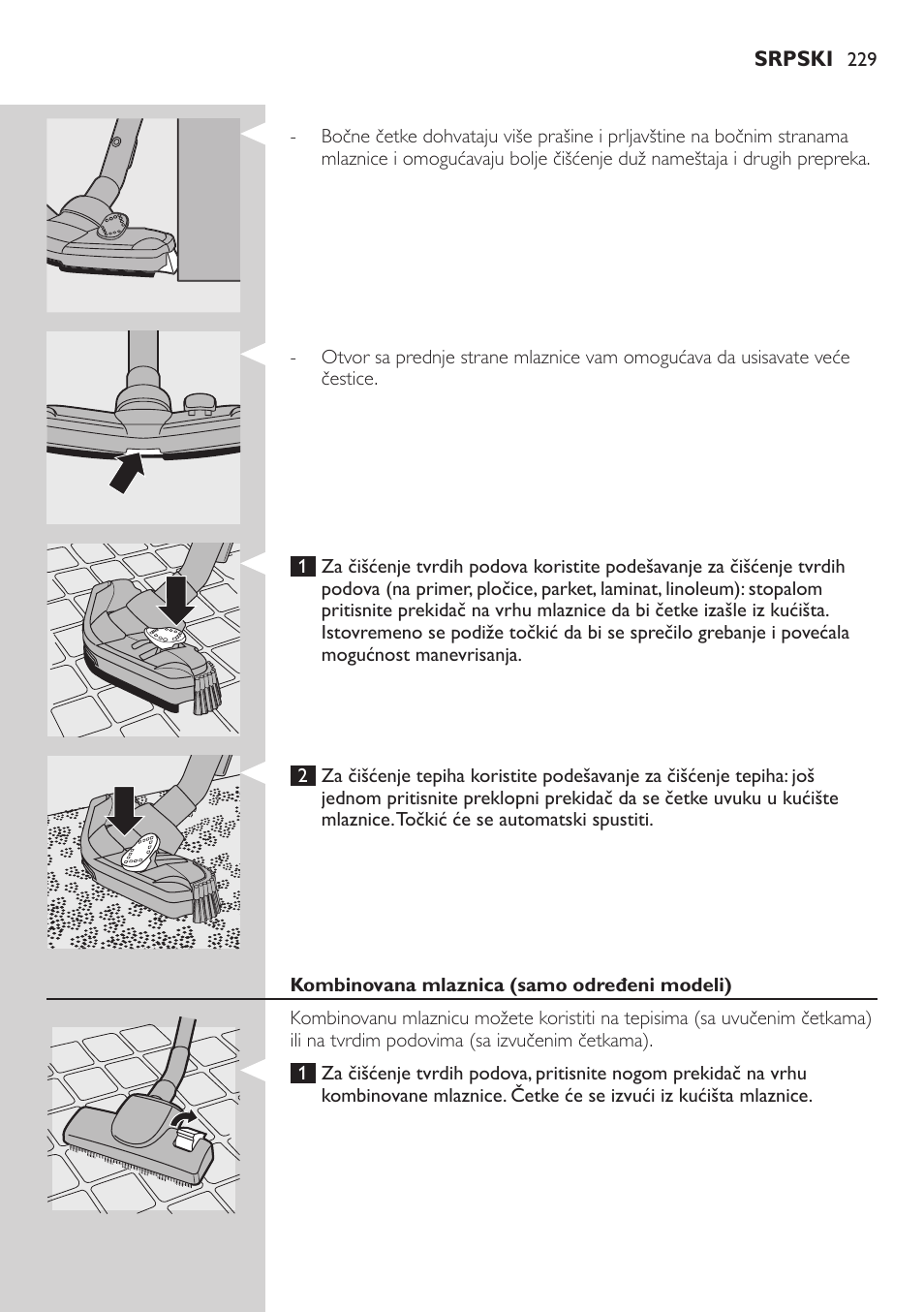 Kombinovana mlaznica (samo određeni modeli) | Philips FC8734 User Manual | Page 229 / 280