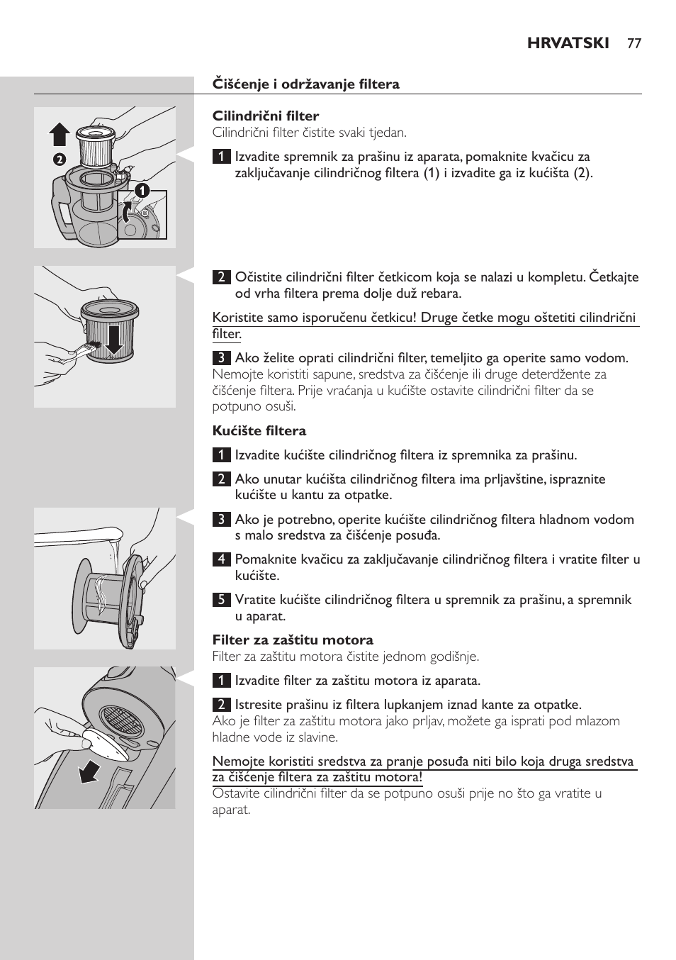 Pražnjenje spremnika za prašinu | Philips FC8734 User Manual | Page 77 / 280