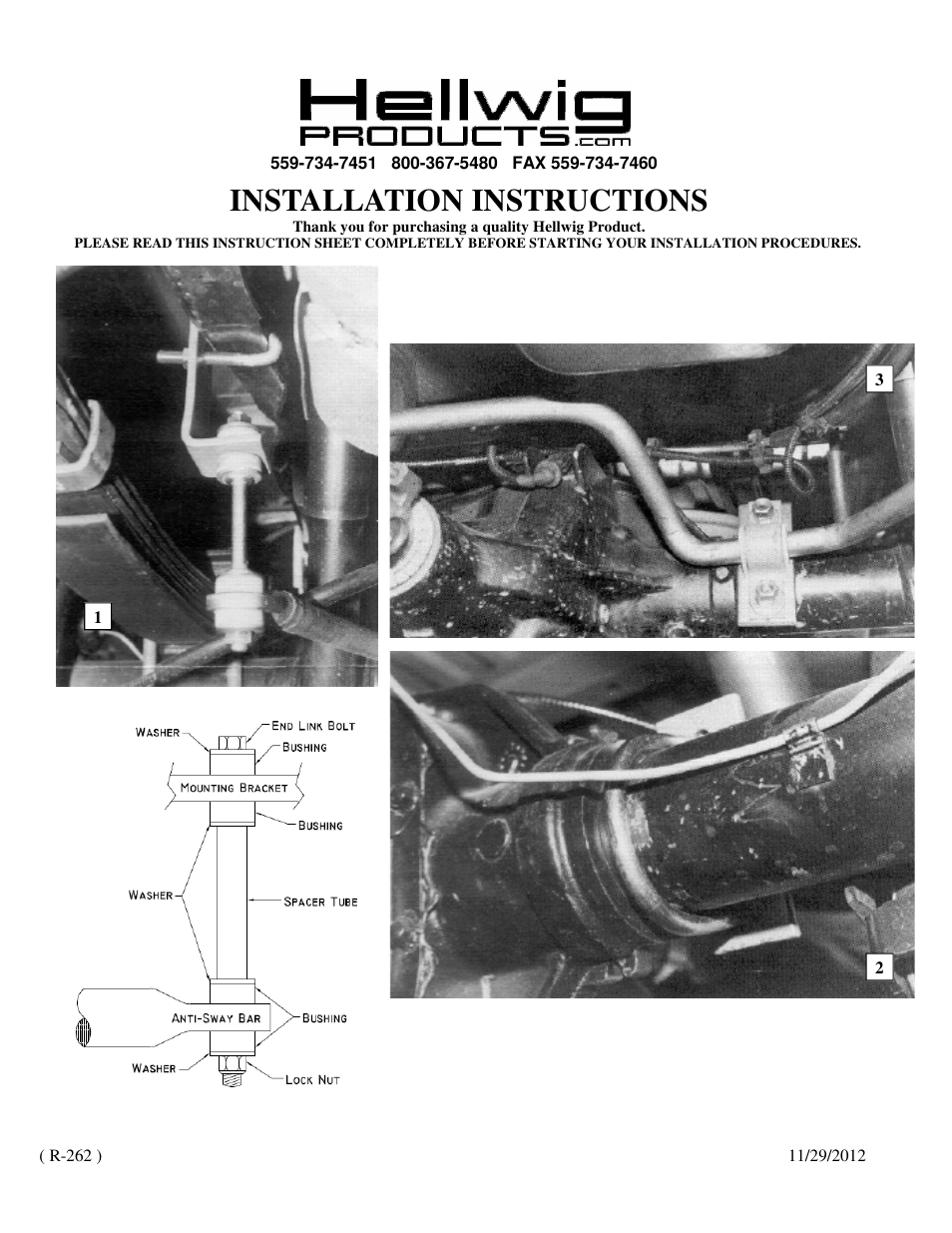 Hellwig Sway Bar 7551 User Manual | 2 pages