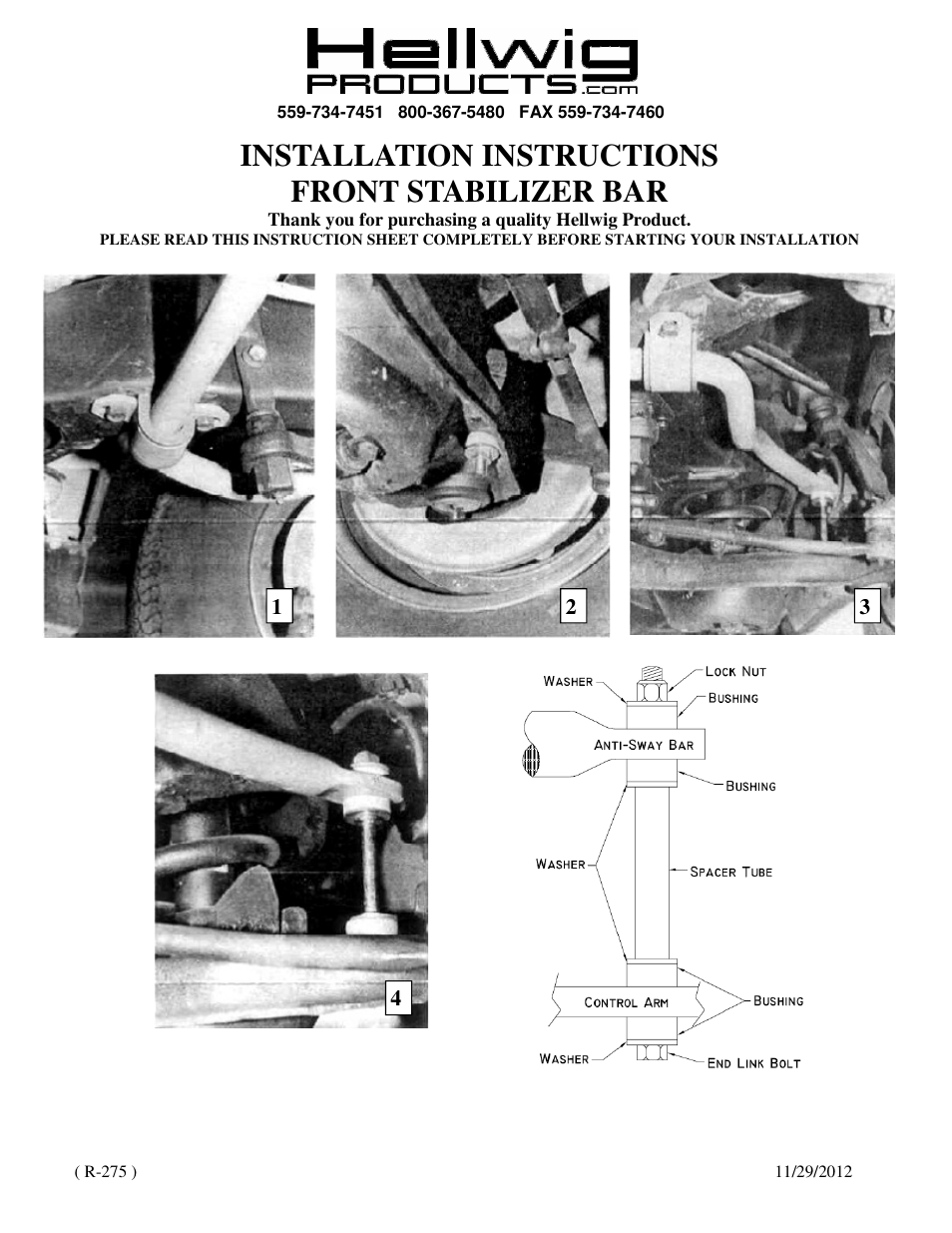 Hellwig Sway Bar 7801 User Manual | 2 pages