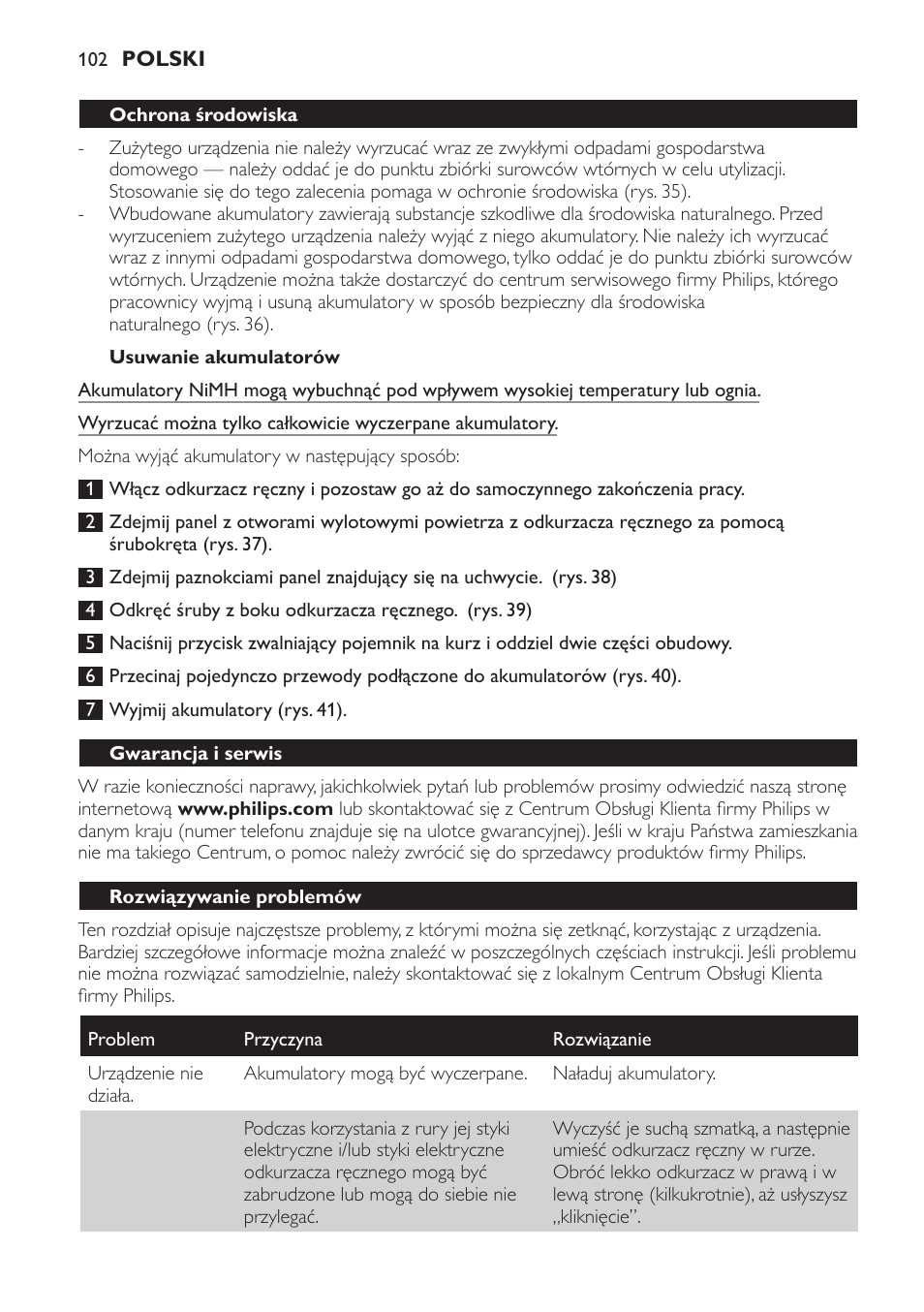 Philips FC6161 User Manual | Page 102 / 188