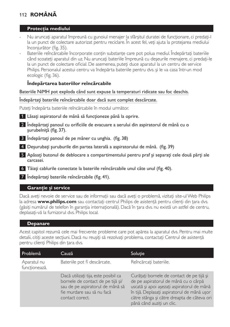 Philips FC6161 User Manual | Page 112 / 188