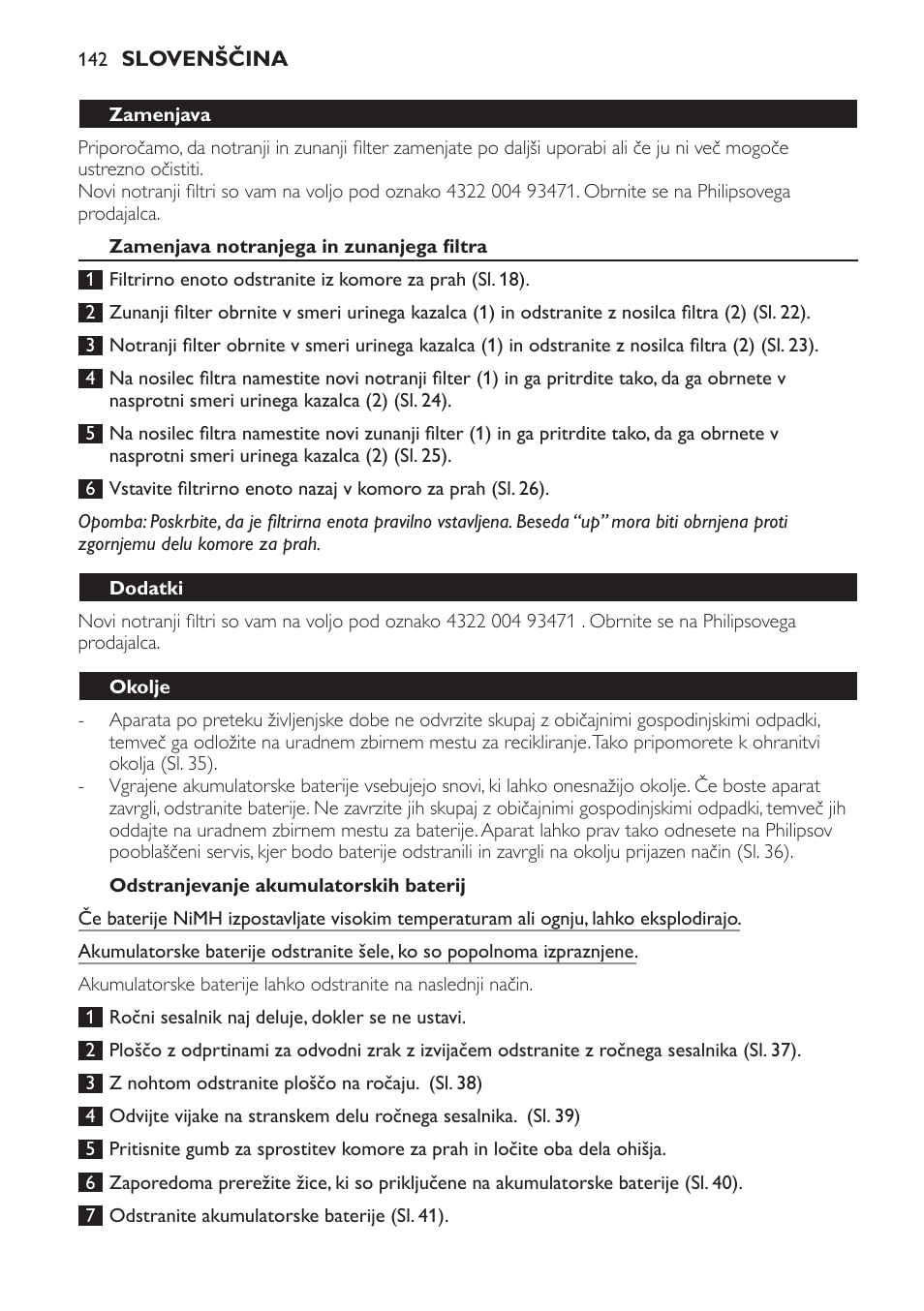 Philips FC6161 User Manual | Page 142 / 188