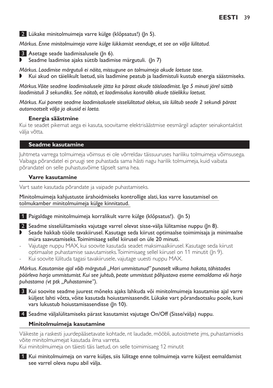 Philips FC6161 User Manual | Page 39 / 188