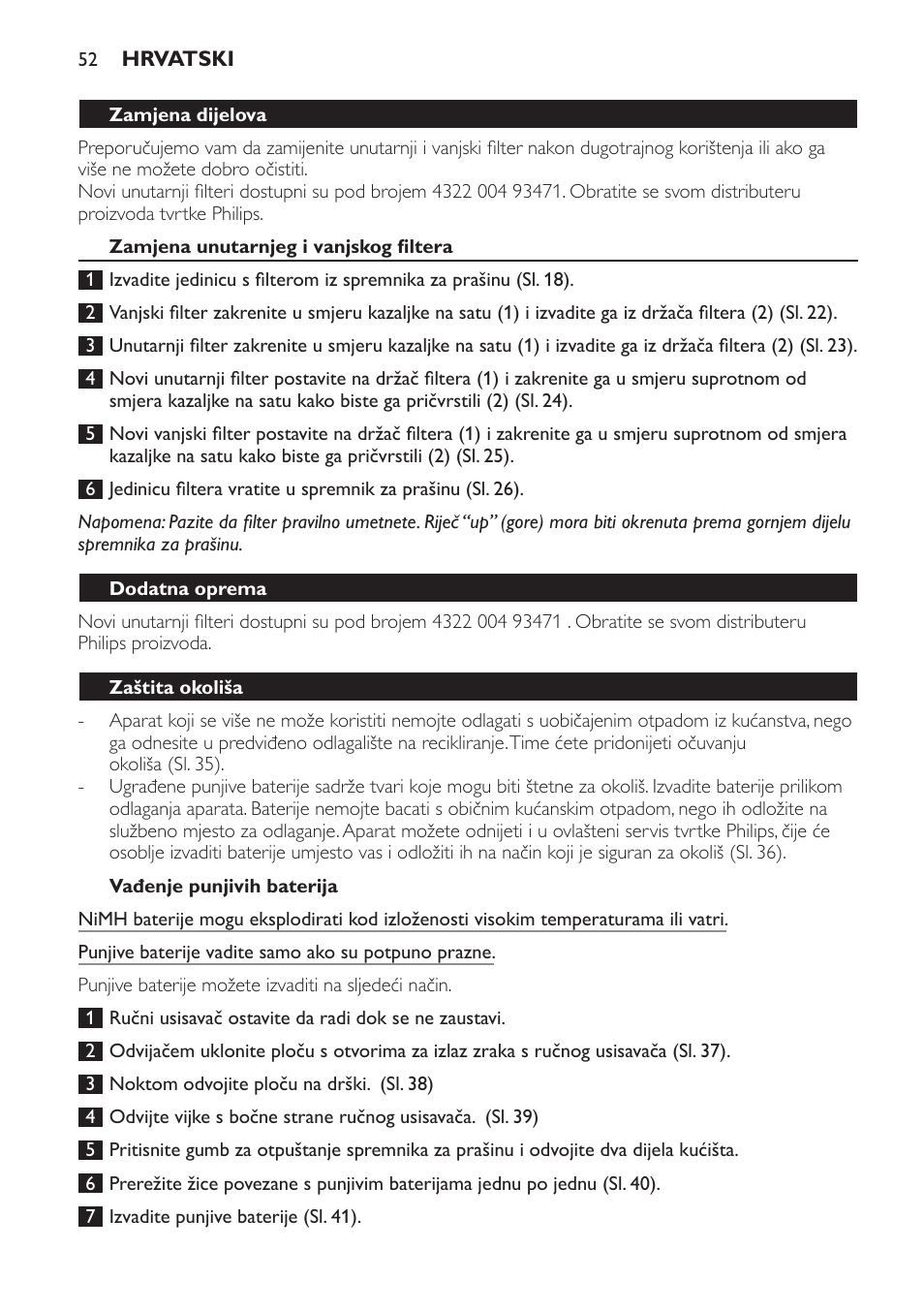 Philips FC6161 User Manual | Page 52 / 188