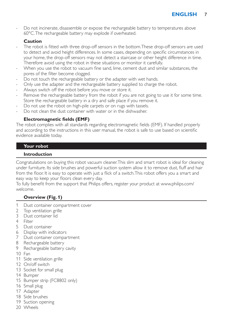Philips FC8802 User Manual | Page 7 / 124
