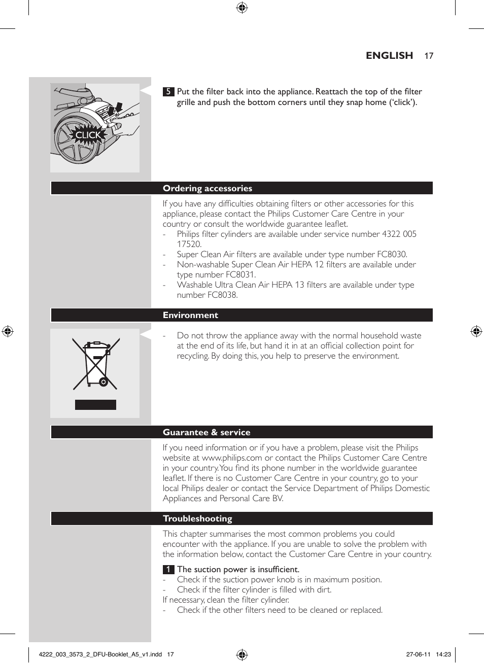 Philips FC9210 User Manual | Page 17 / 240