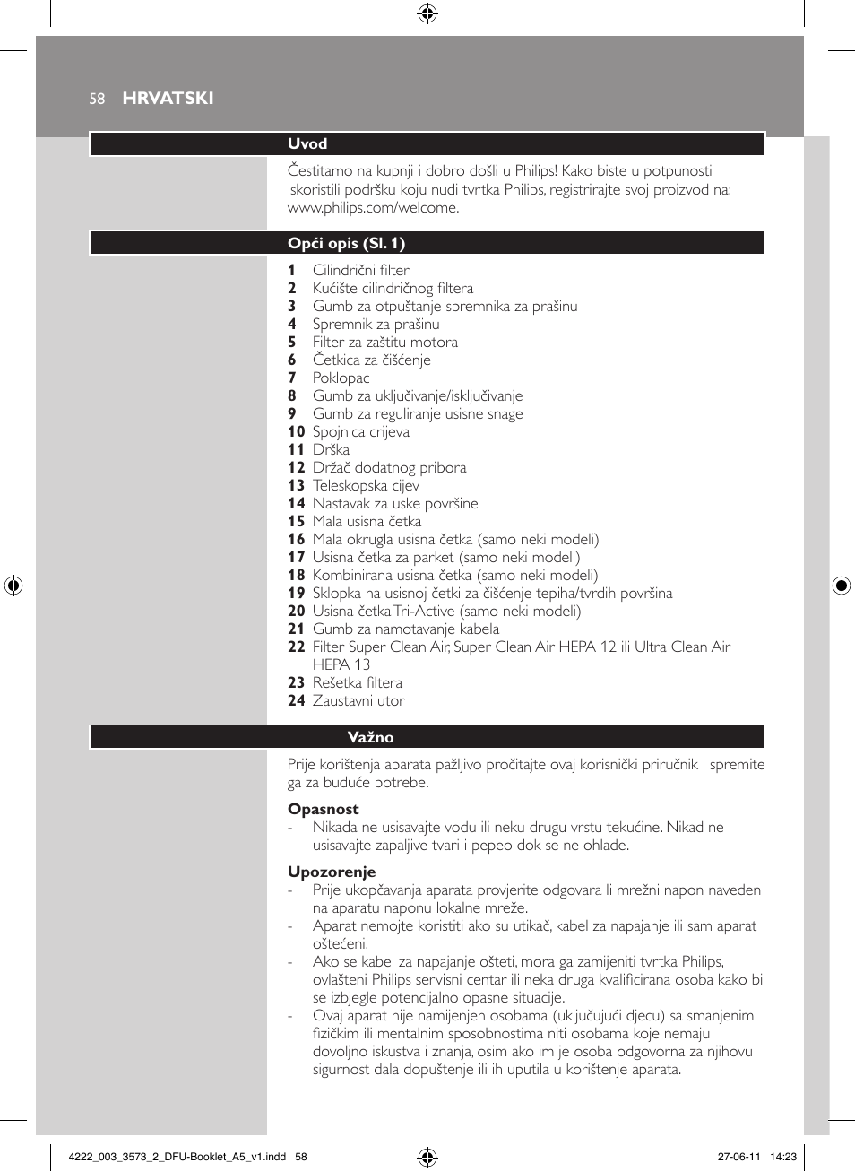 Philips FC9210 User Manual | Page 58 / 240