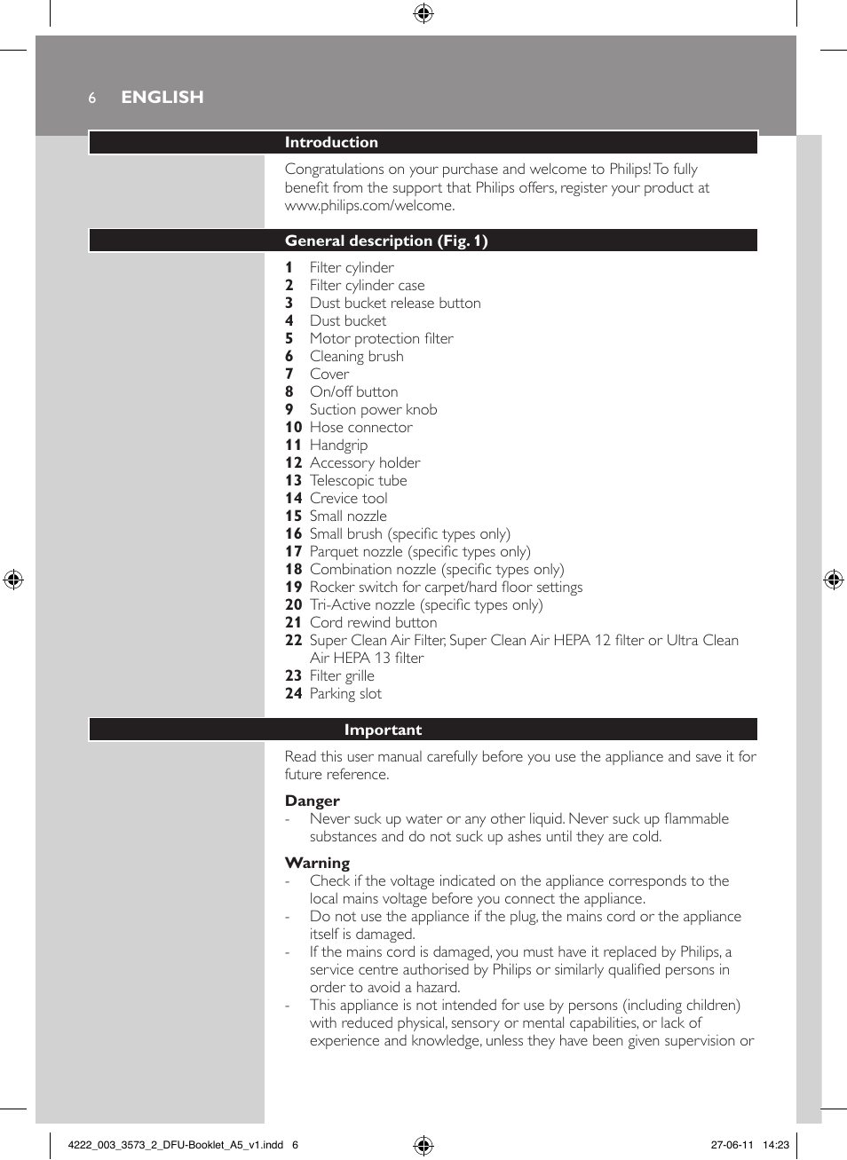 Philips FC9210 User Manual | Page 6 / 240