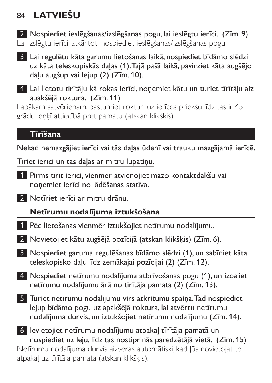 Tīrīšana, Netīrumu nodalījuma iztukšošana | Philips FC6125 User Manual | Page 84 / 160