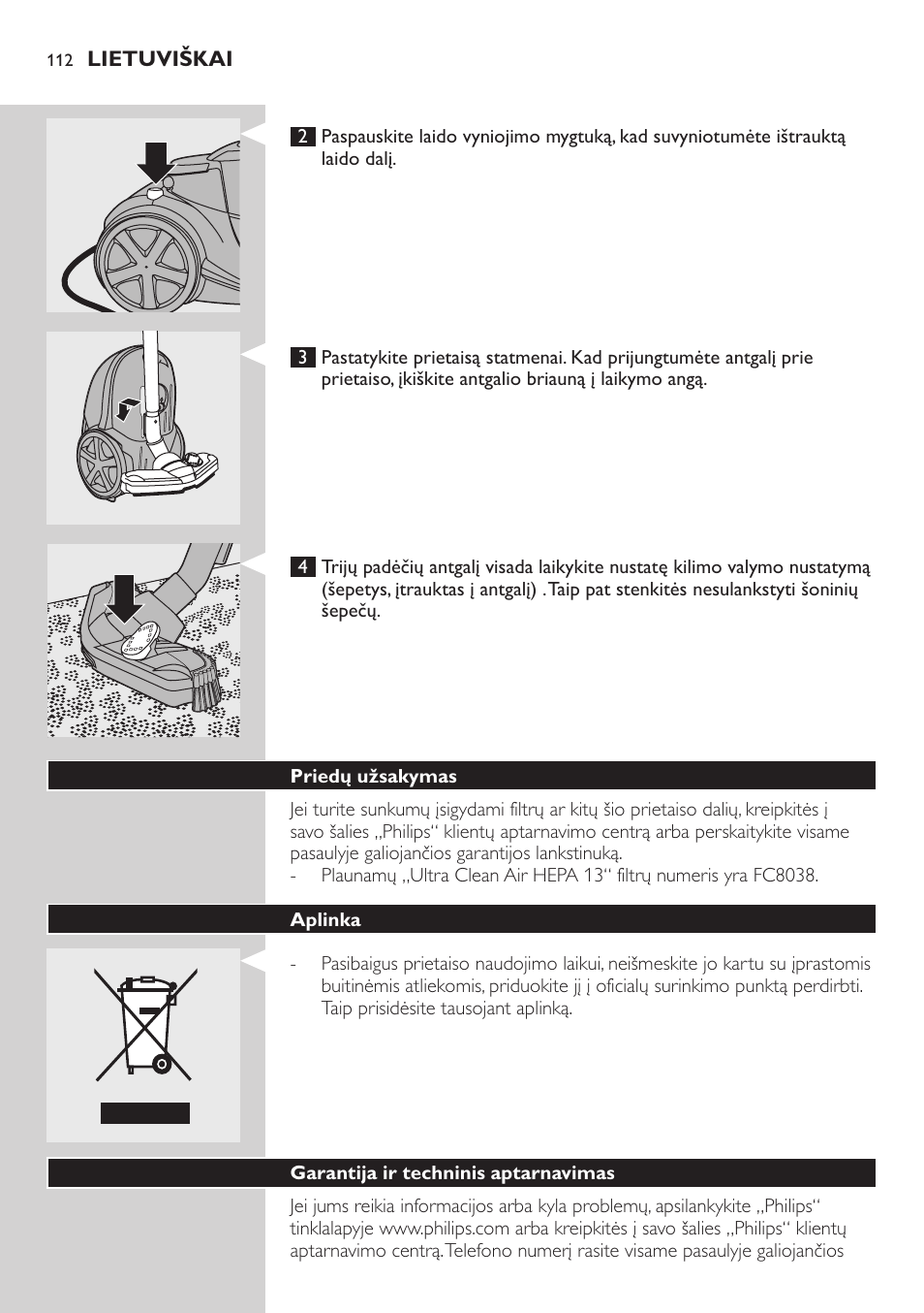 Philips FC9222 User Manual | Page 112 / 250
