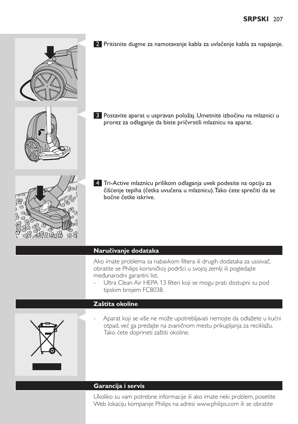 Philips FC9222 User Manual | Page 207 / 250