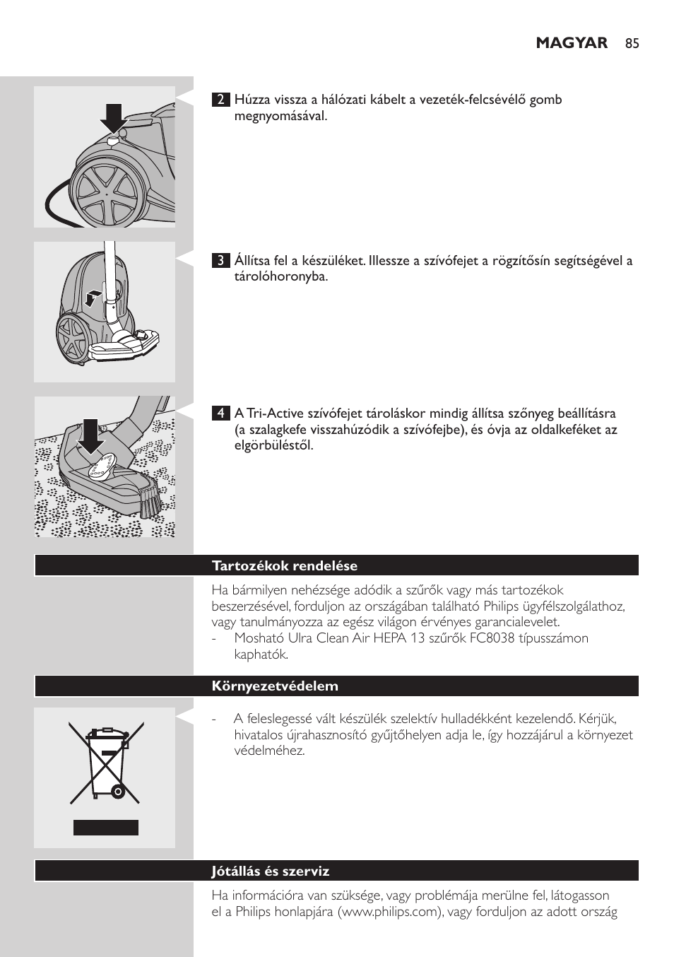 Philips FC9222 User Manual | Page 85 / 250