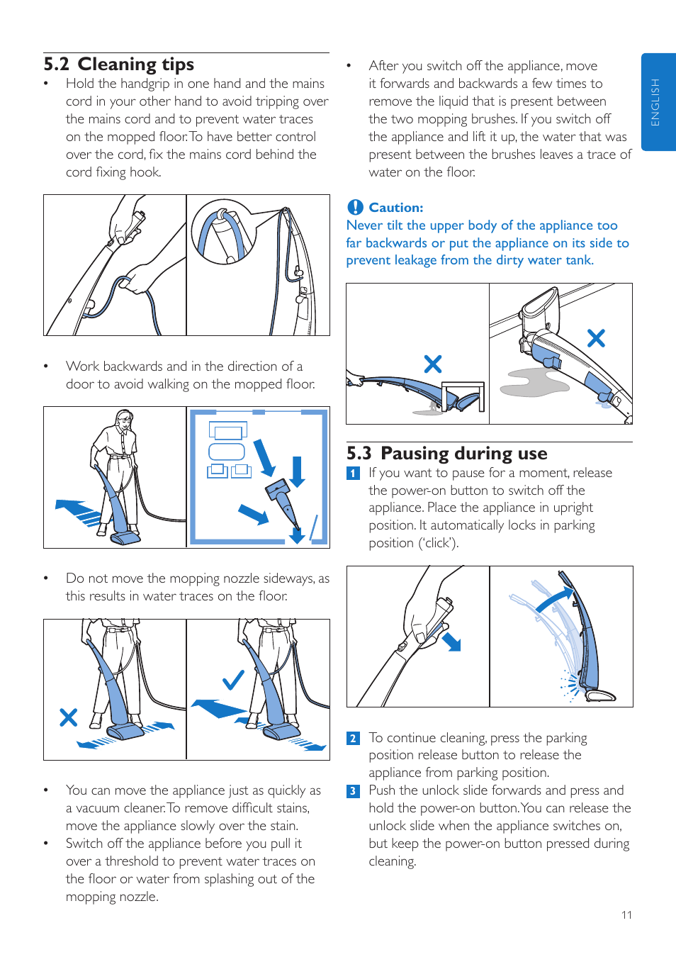 3 pausing during use, 2 cleaning tips | Philips FC7070 User Manual | Page 11 / 230