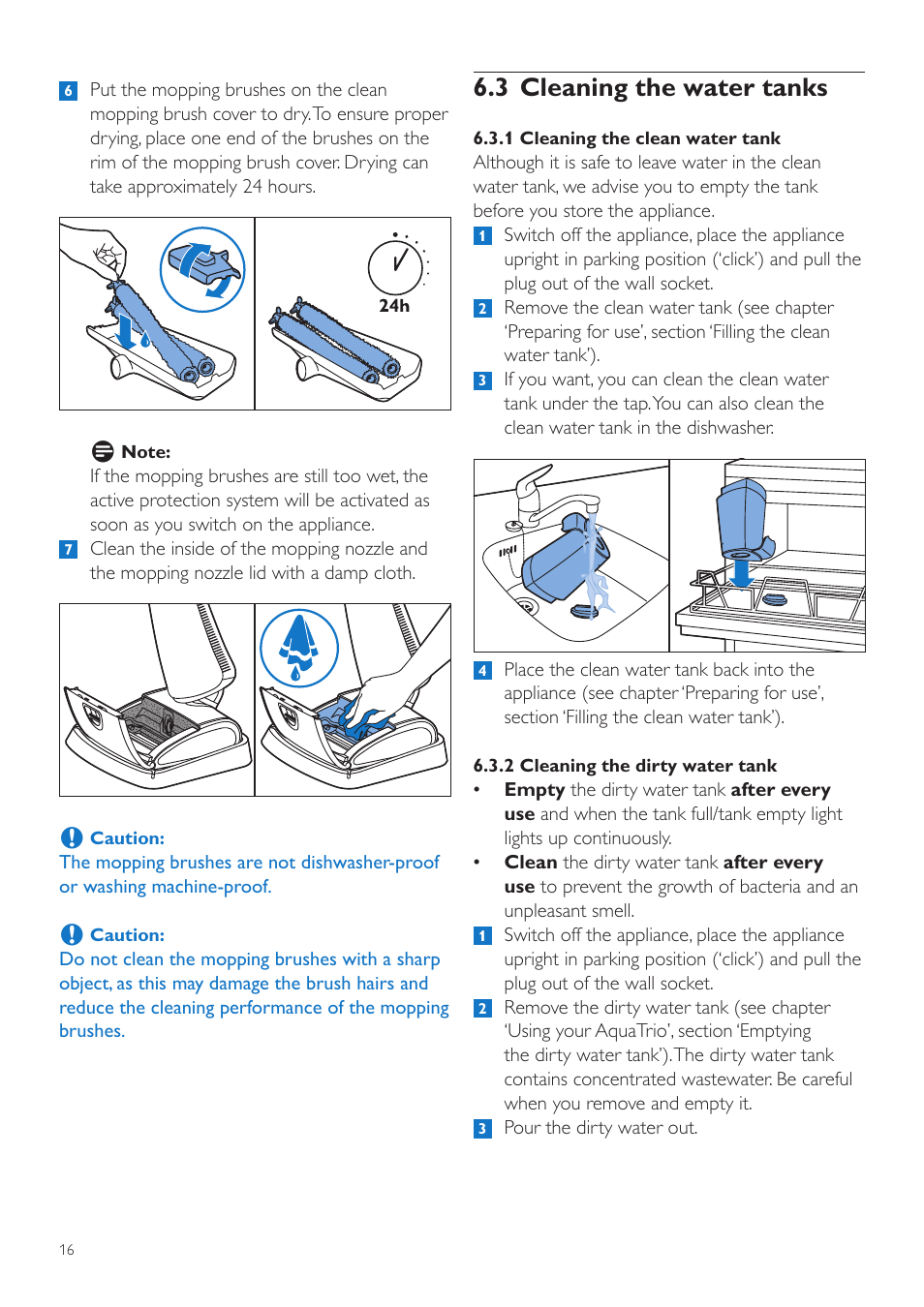 3 cleaning the water tanks | Philips FC7070 User Manual | Page 16 / 230