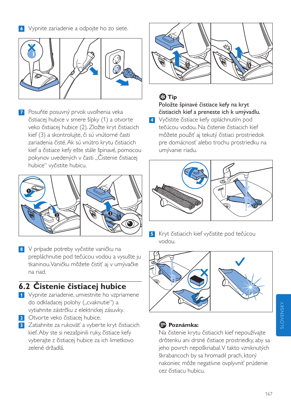 2 čistenie čistiacej hubice | Philips FC7070 User Manual | Page 167 / 230