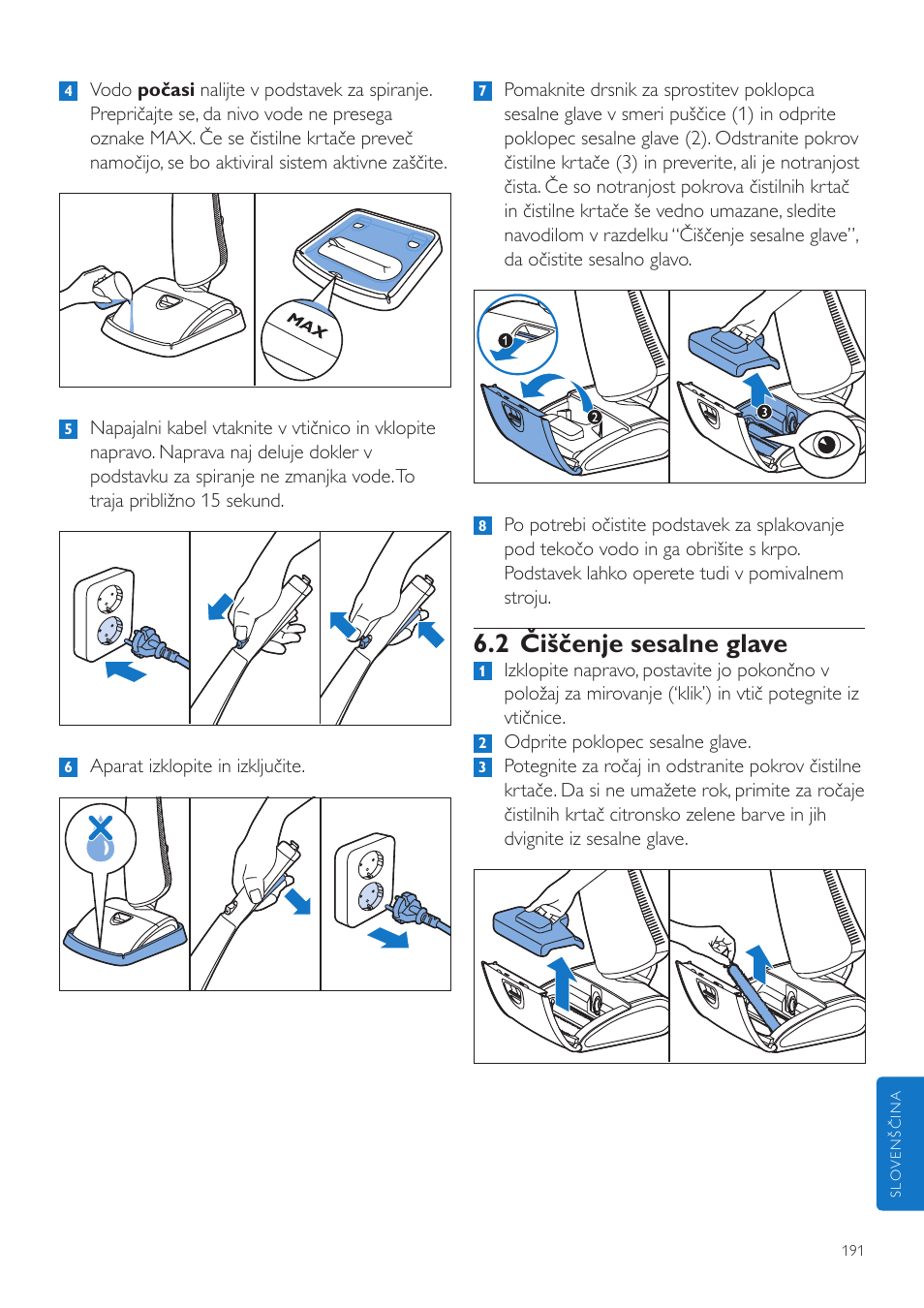 2 čiščenje sesalne glave | Philips FC7070 User Manual | Page 191 / 230