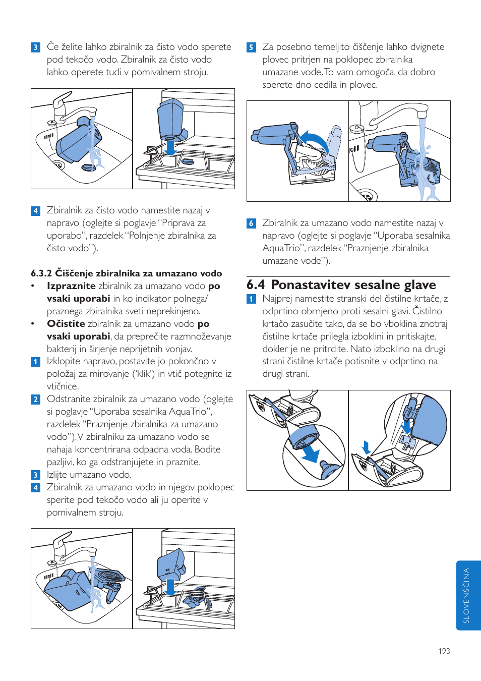 4 ponastavitev sesalne glave | Philips FC7070 User Manual | Page 193 / 230