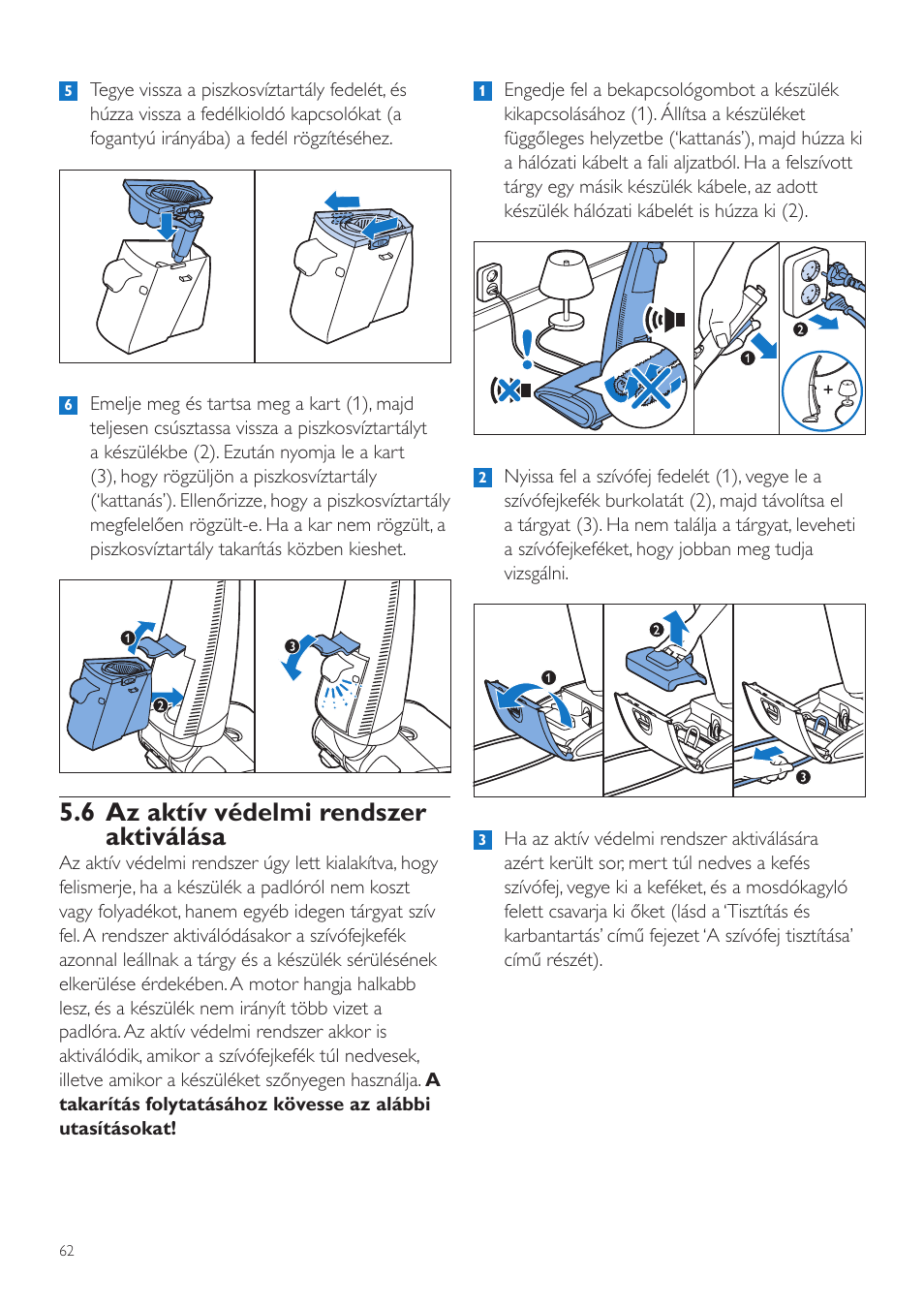 6 az aktív védelmi rendszer aktiválása | Philips FC7070 User Manual | Page 62 / 230