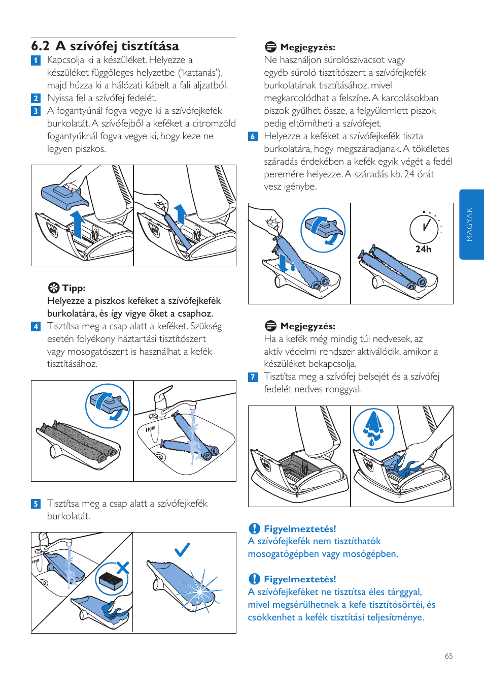 2 a szívófej tisztítása | Philips FC7070 User Manual | Page 65 / 230