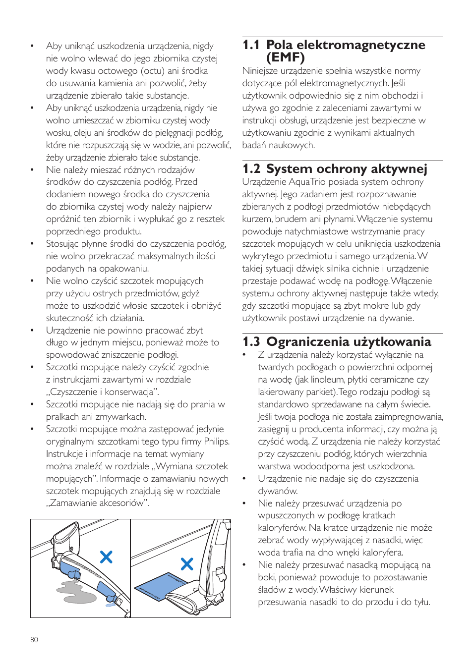 1 pola elektromagnetyczne (emf), 2 system ochrony aktywnej, 3 ograniczenia użytkowania | Philips FC7070 User Manual | Page 80 / 230