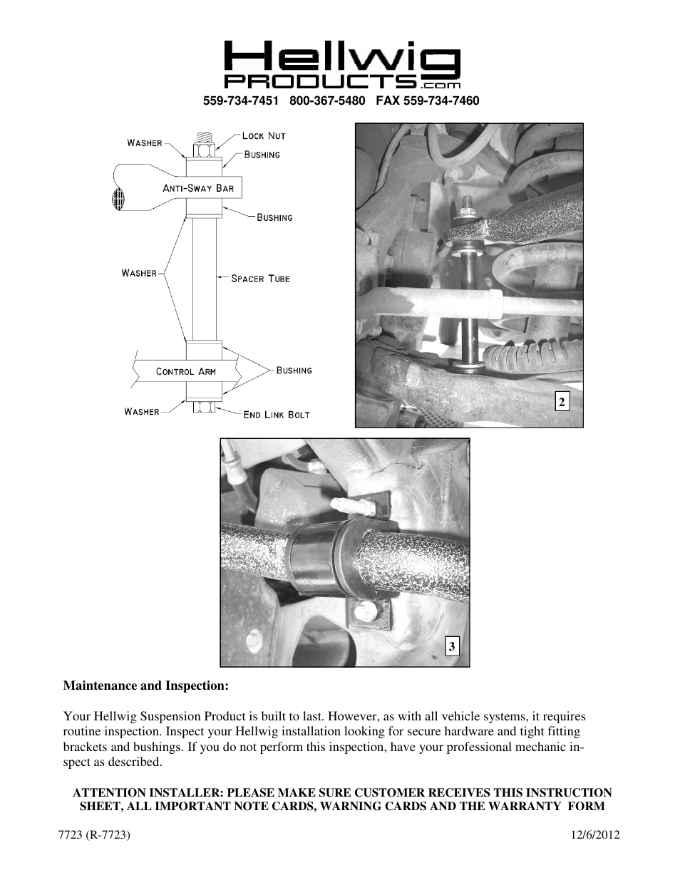 Hellwig Sway Bar 7723 User Manual | Page 2 / 2