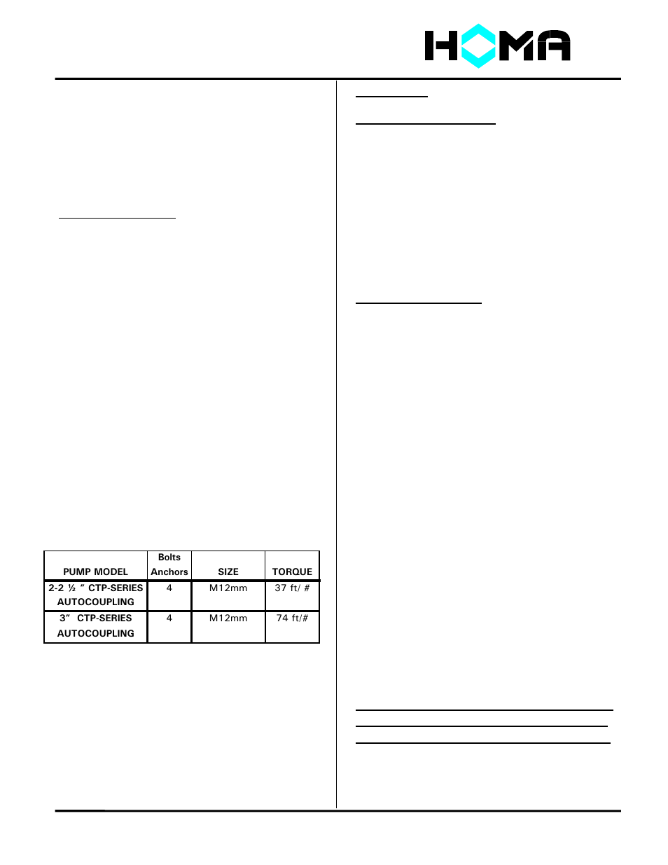 Ctp series, Start-up | HOMA CTP Series User Manual | Page 5 / 12