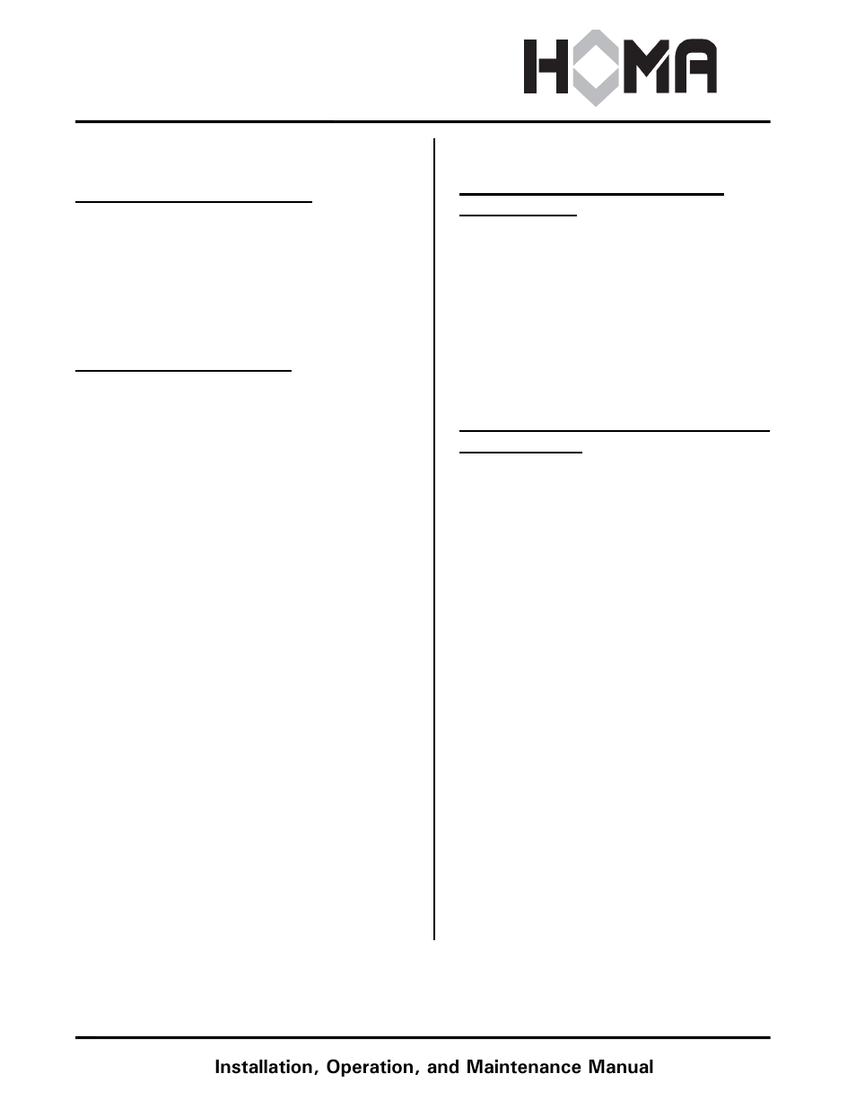 H series, Installation, operation, and maintenance manual | HOMA H Series User Manual | Page 2 / 8