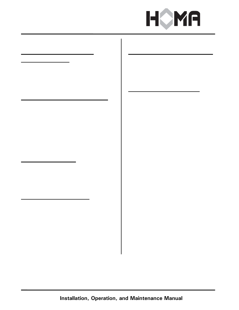 H series, Installation, operation, and maintenance manual | HOMA H Series User Manual | Page 3 / 8