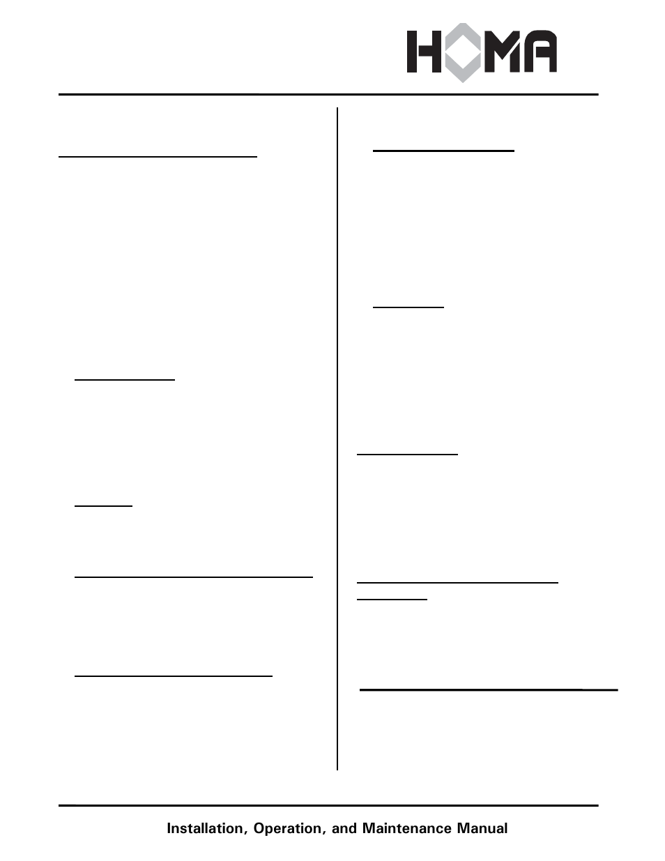 H series | HOMA H Series User Manual | Page 8 / 8