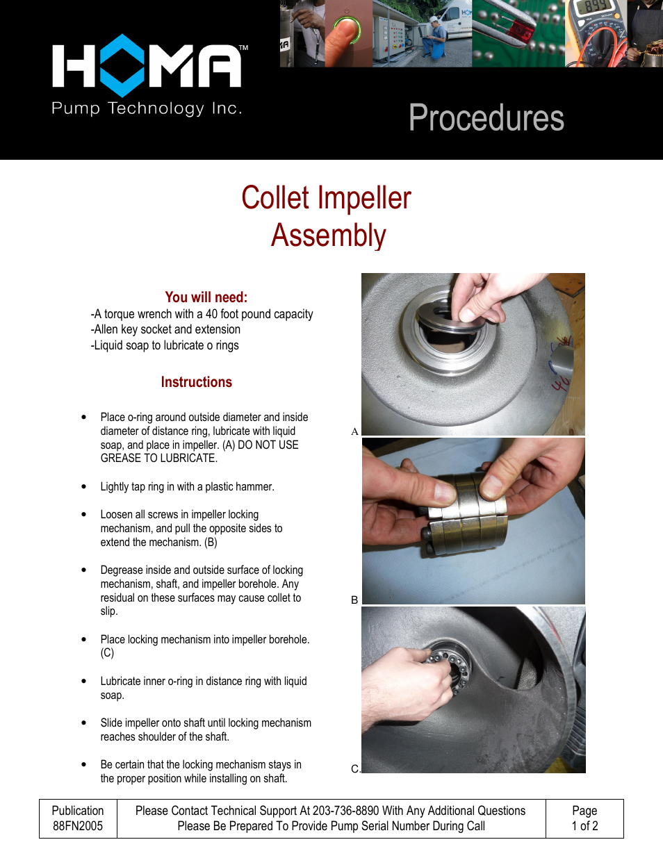 HOMA Collet Impeller Assembly User Manual | 2 pages