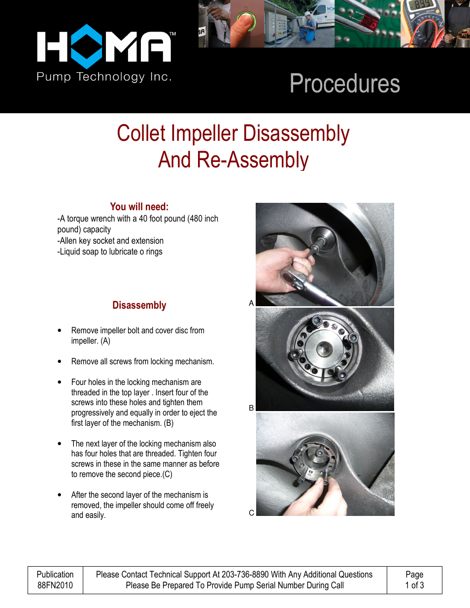 HOMA Collet Impeller Disassembly and Installation User Manual | 3 pages