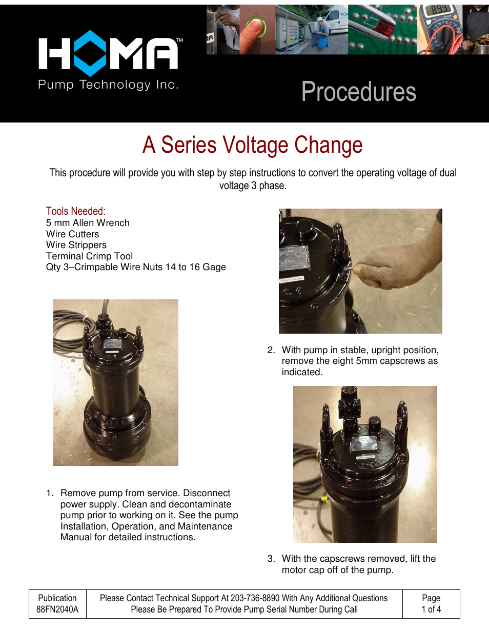 HOMA A Series Voltage Change User Manual | 4 pages