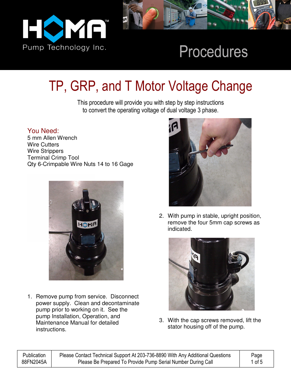 HOMA TP GRP T Motor Voltage Change User Manual | 5 pages